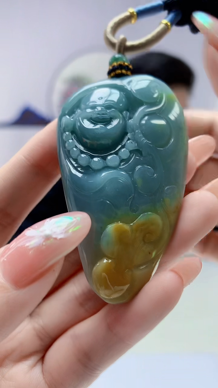 【闪购商品】定制翡翠未镶嵌4917DD-毛货挂件佛94