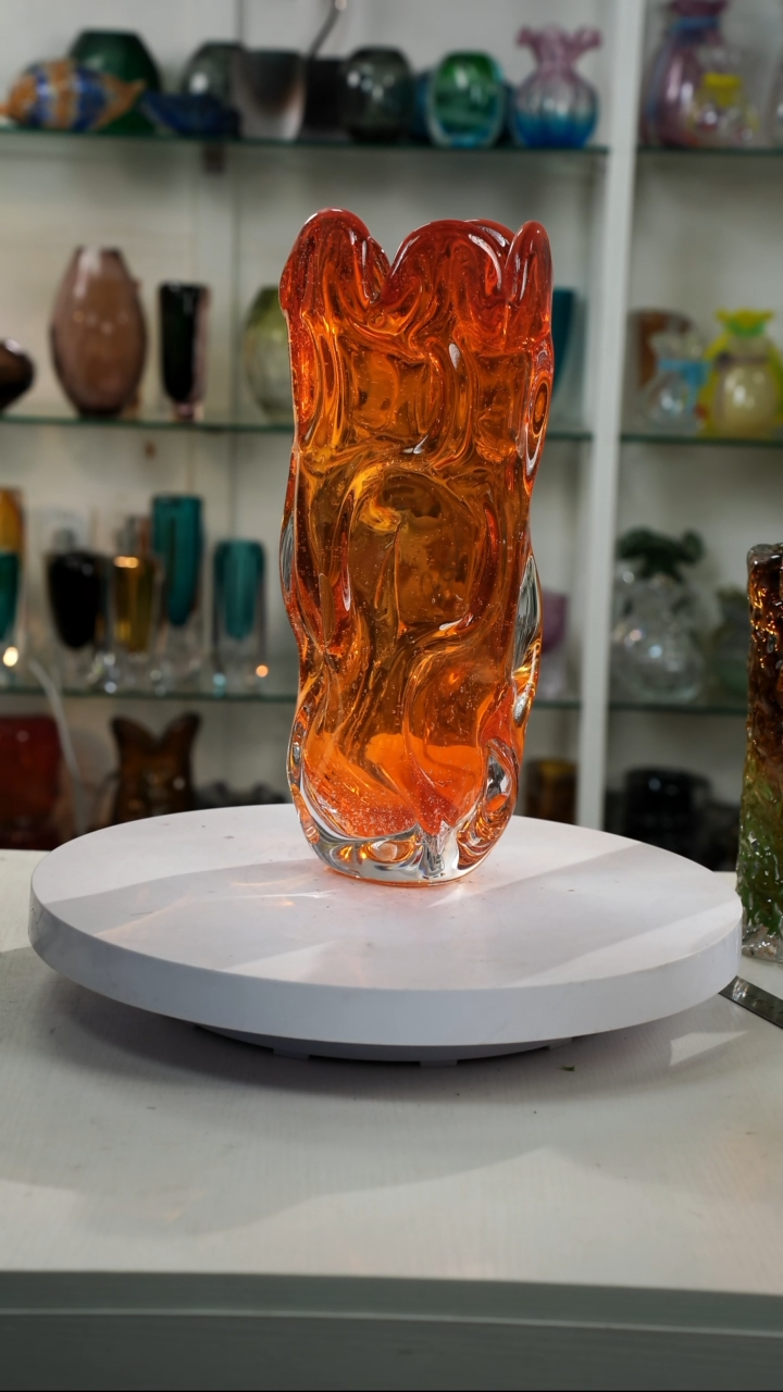 【闪购商品】无铅玻璃【弘扬】高轻奢琉璃花器高37正常手工痕迹