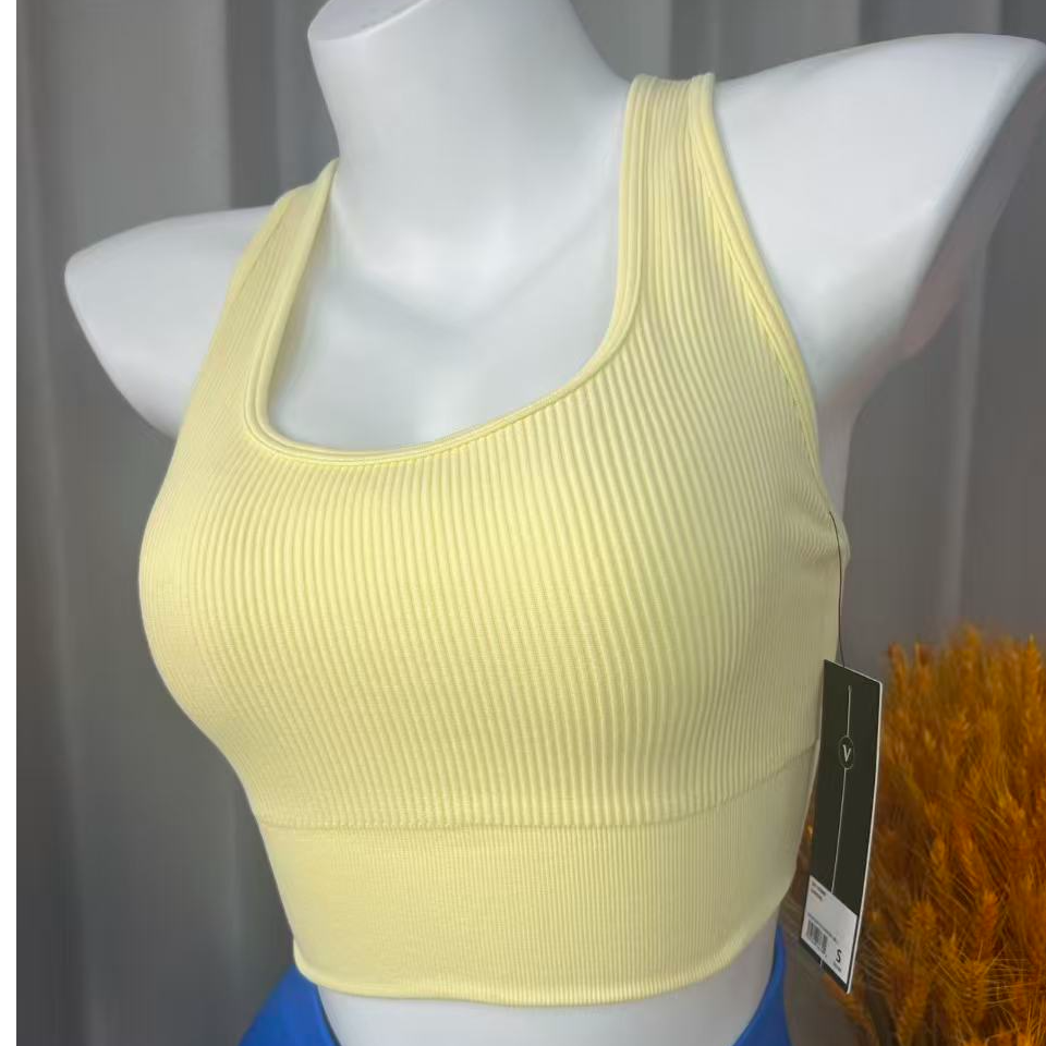 有弹力四季通用薄款透气瑜伽健身蝴蝶结速干条纹美背