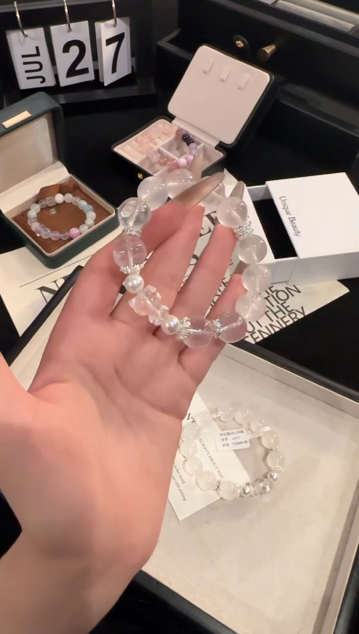 水晶手链合金Kitty奶白晶x2011