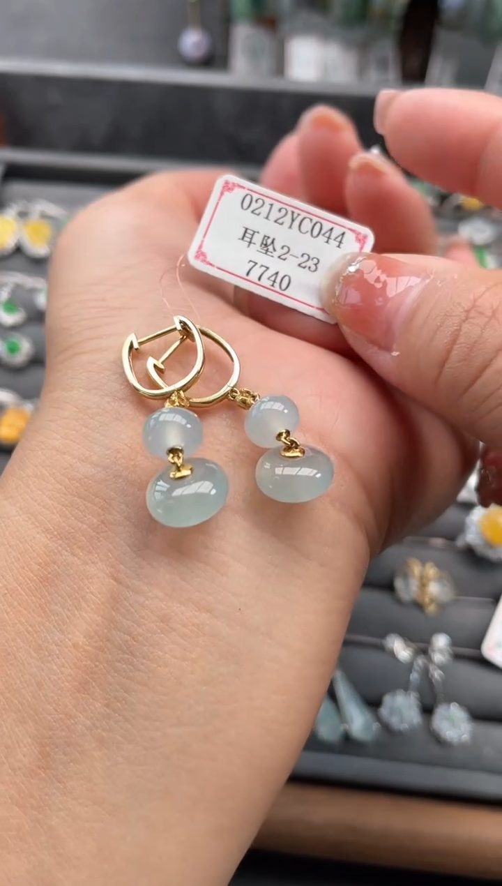 【闪购商品】翡翠耳饰18K金镶嵌0212YC044