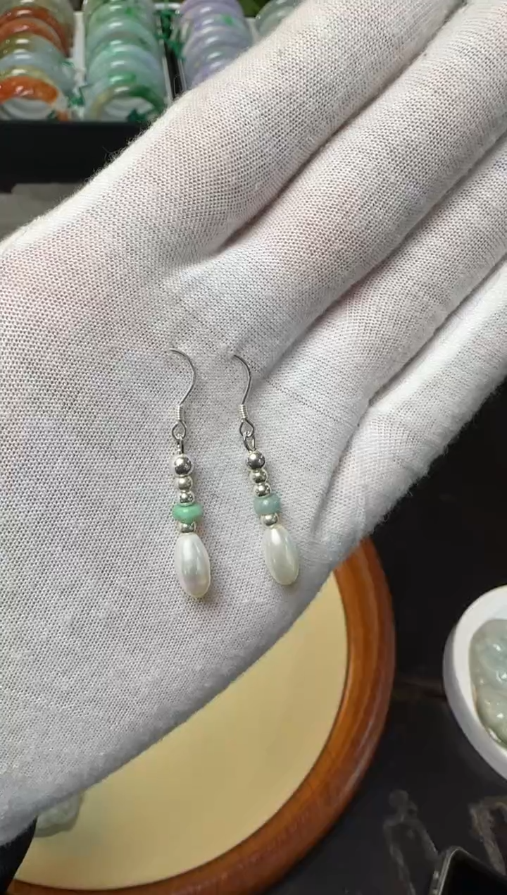 【闪购商品】淡水珍珠耳饰银S925镶嵌耳饰