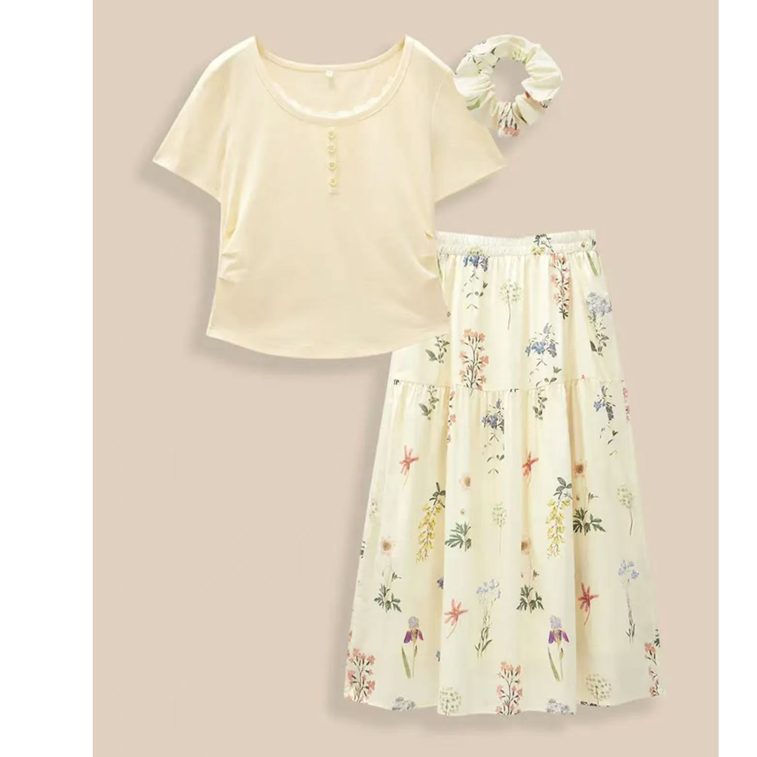 碧高小个子女装  2025夏季新款韩版度假风温柔淑女风上下套装