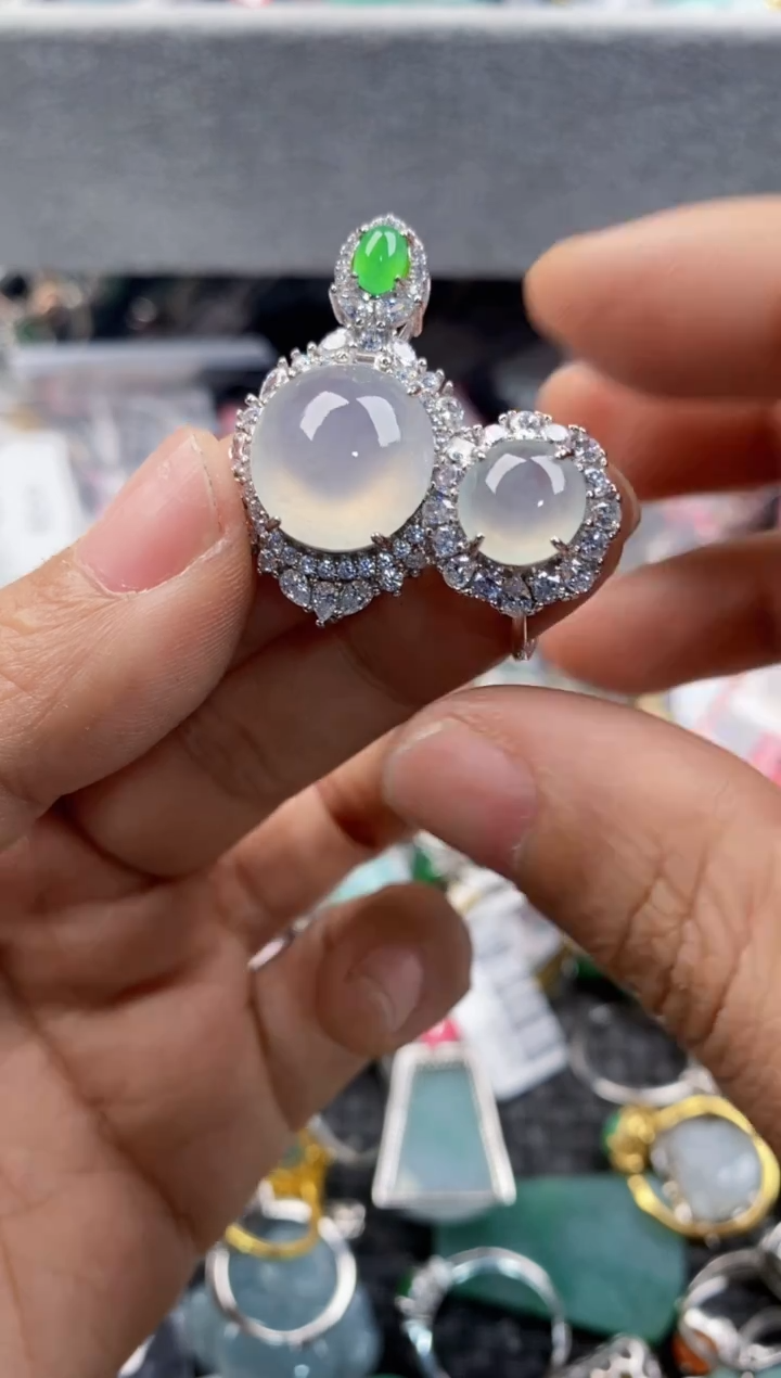 银S925镶嵌戒指翡翠555      4