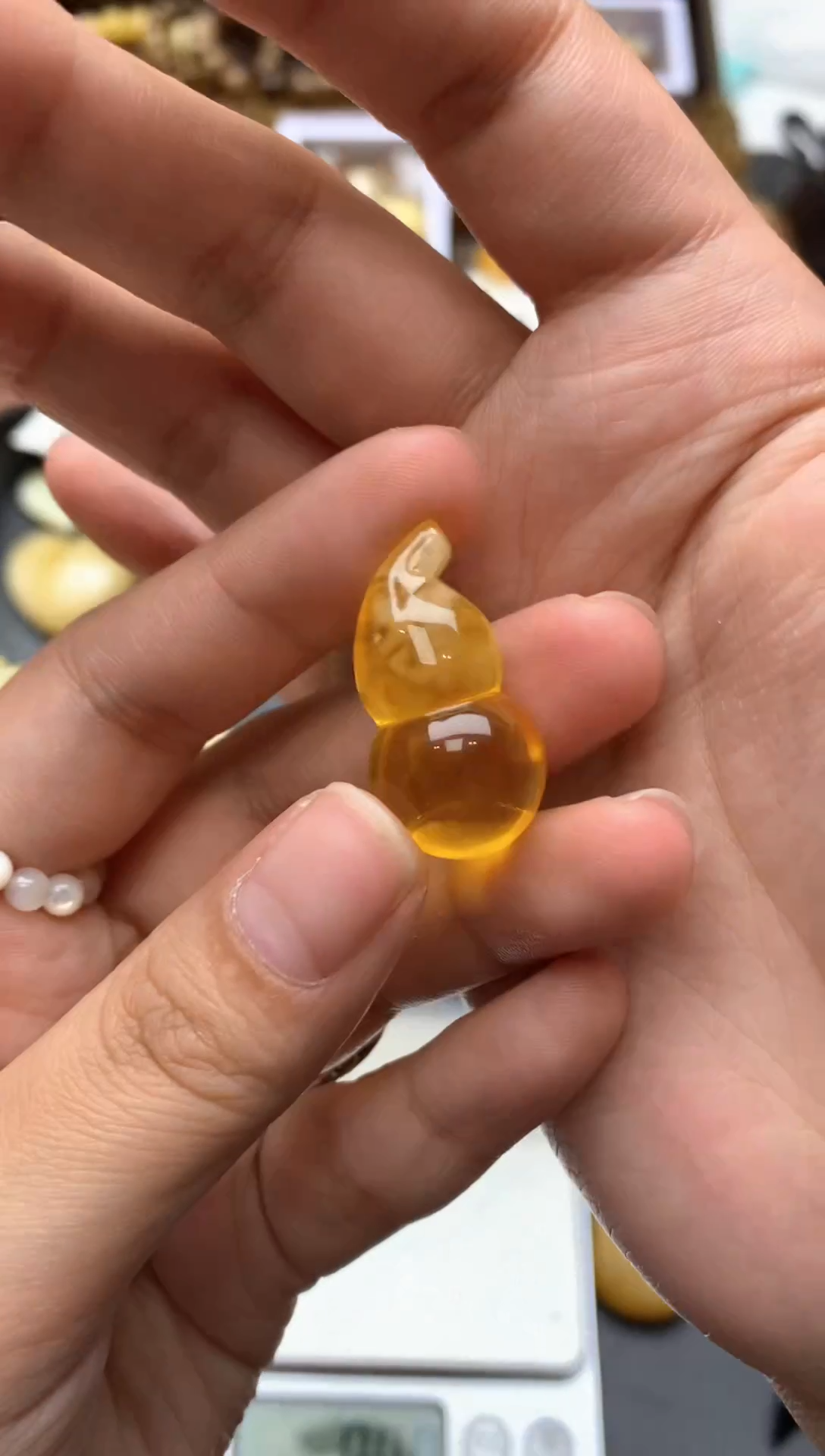 【闪购商品】琥珀珠宝奇石未镶嵌098琥珀蜜蜡花粉有纹小坑介意勿拍