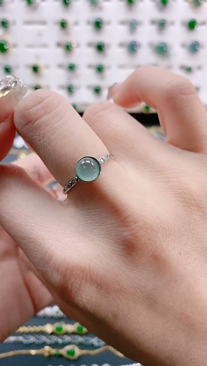 【闪购商品】翡翠戒指银S925镶嵌天然翡翠