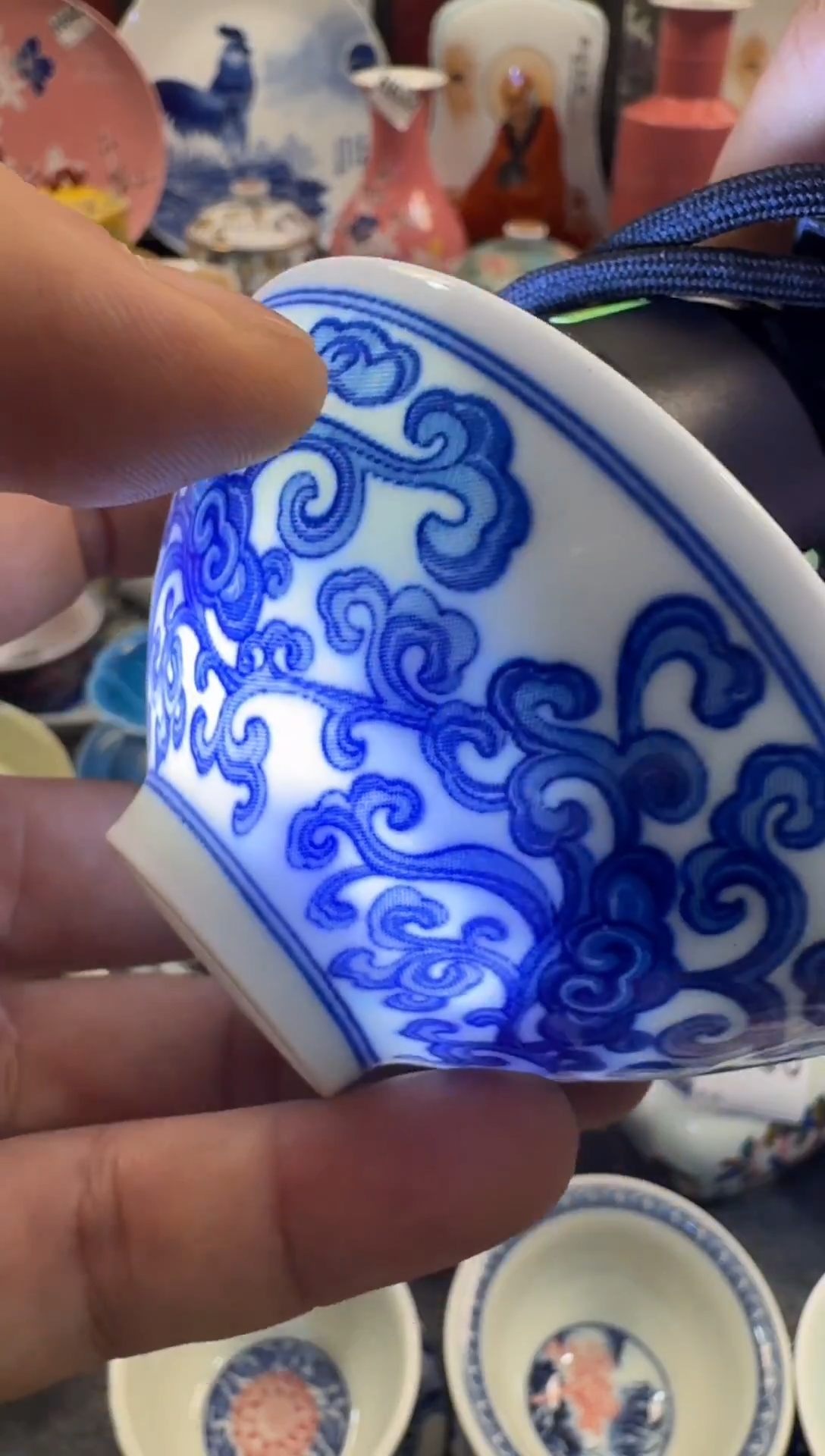 杯子陶青花双绘斗笠