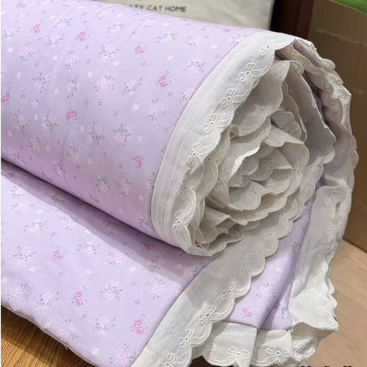 【夏被四件套】多功能纯棉全面四件套夏被蕾丝花边机洗