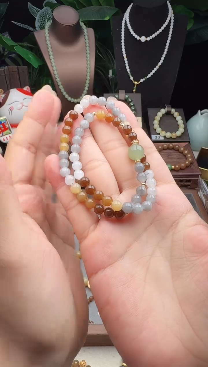 未镶嵌手链和田玉精品6m楼兰风双圈手串