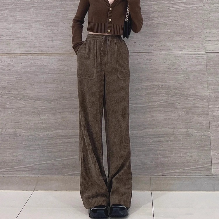 商场同款2025秋冬新款雪尼尔直筒裤子女灯芯绒百搭长裤子5100386