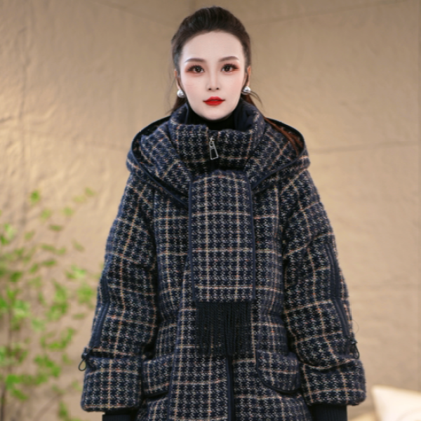 冬季设计感围巾连帽百搭经典保暖白鸭绒羽绒服M-XL