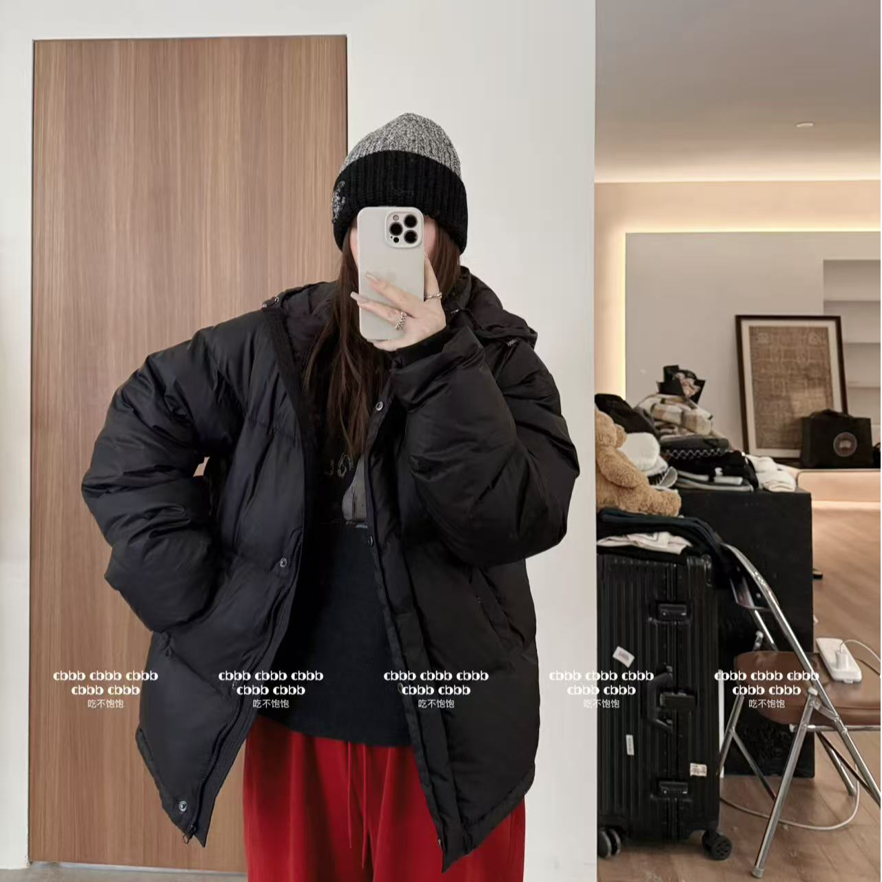 【吃不饱饱】大码 加倍温暖 三防面料90白鸭绒羽绒服4072