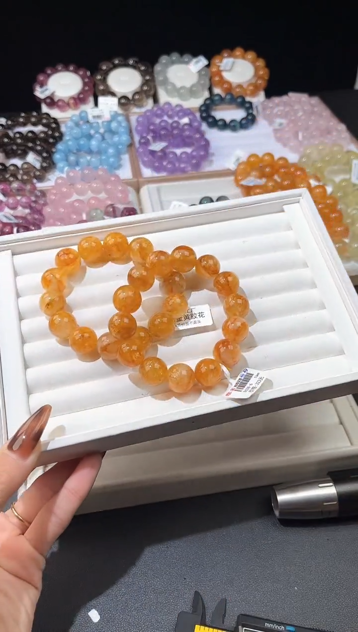 【闪购商品】水晶手链未镶嵌多样性发一黄胶花16mm