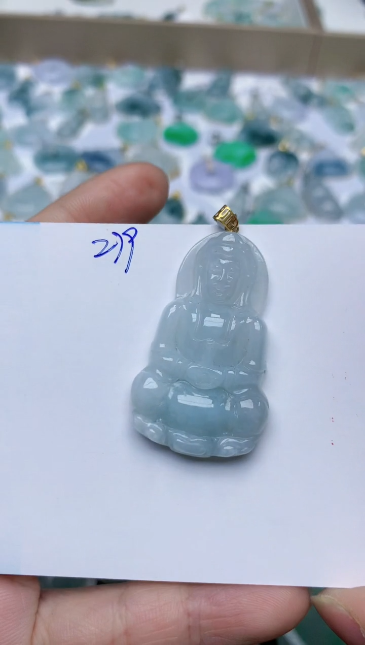 【闪购商品】翡翠颈饰18K金镶嵌天然翡翠A货    c