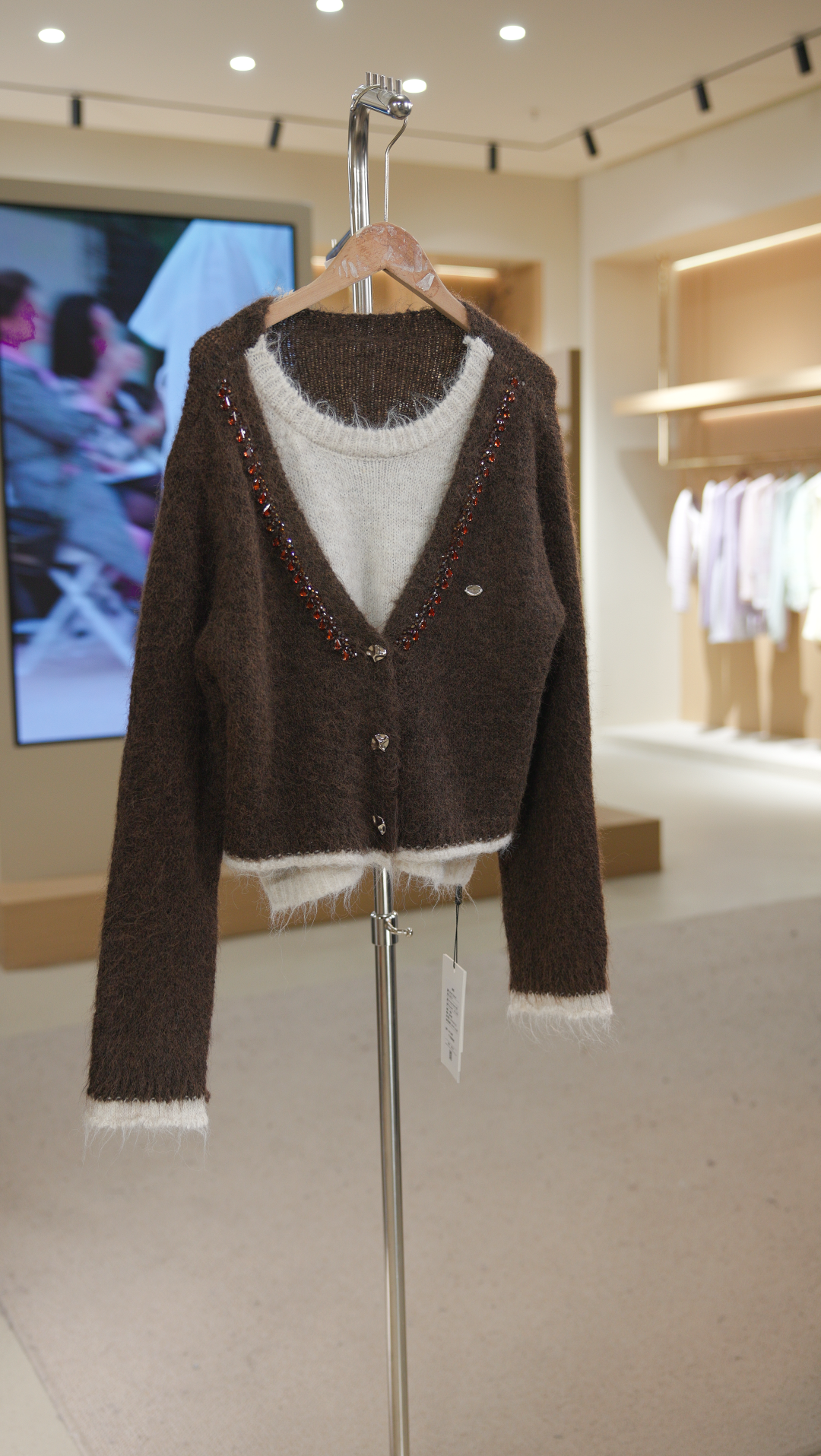 801-25863咖 针织衫韩系毛衣开衫秋冬长袖百搭