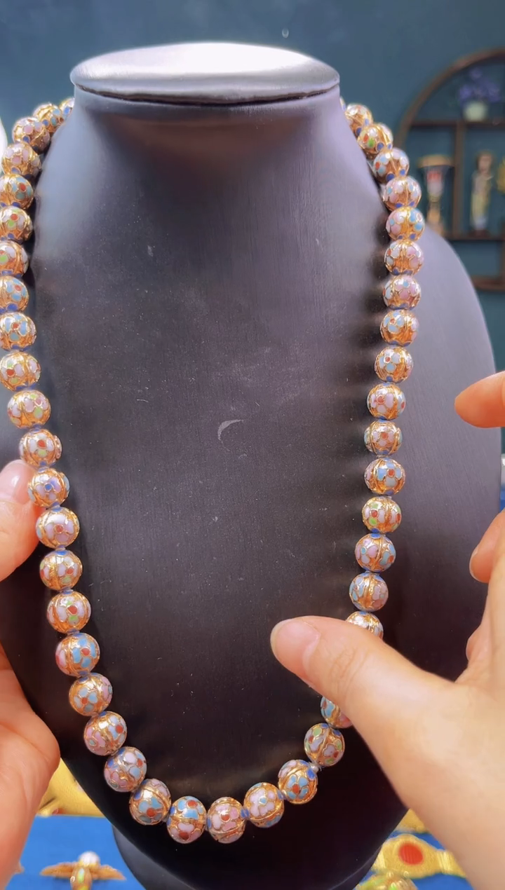 【闪购商品】非遗绝技 景泰蓝金地瓜棱项链 蓝