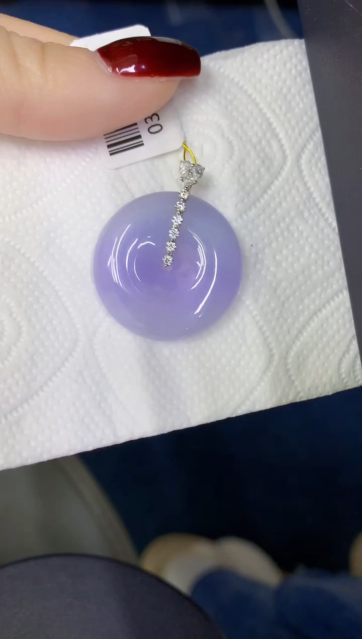 颈饰18K金镶嵌翡翠缅甸天然翡翠A货