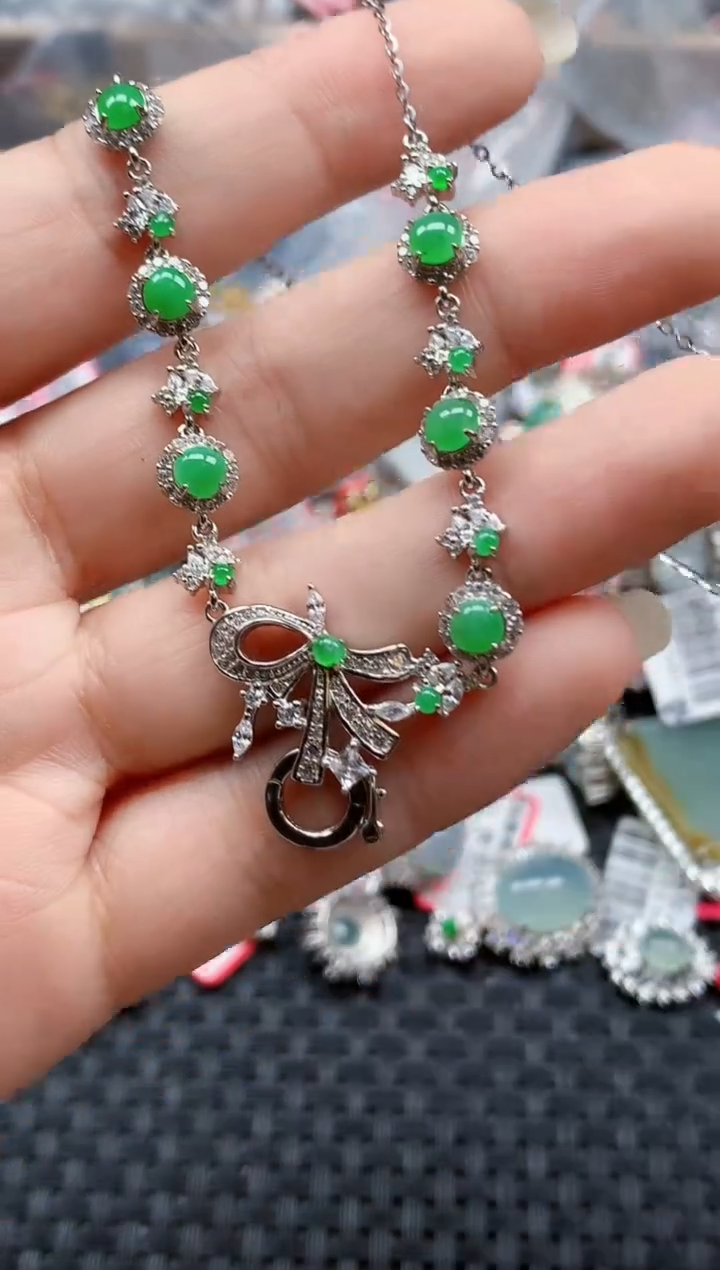 银S925镶嵌戒指翡翠天然A货缅甸翡翠