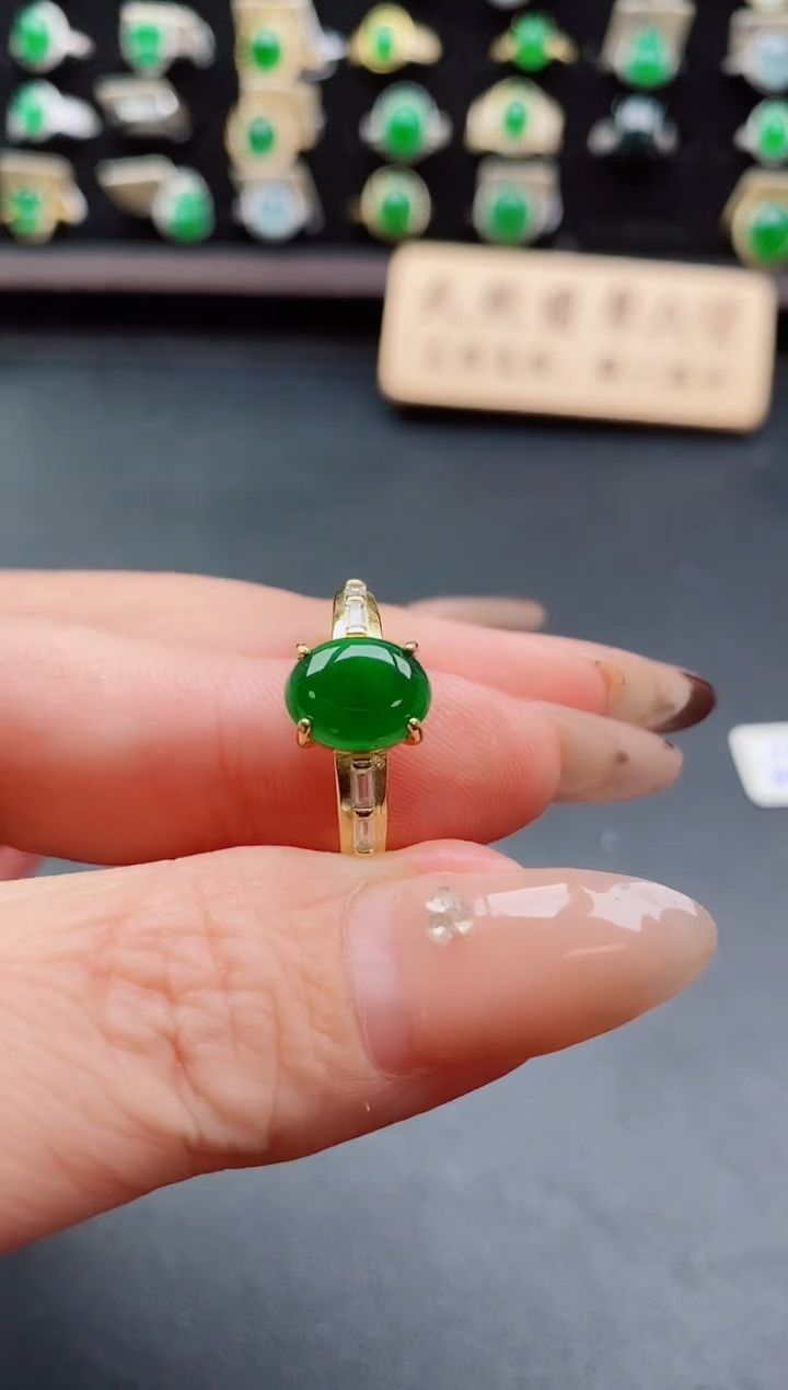 银S925镶嵌戒指翡翠1