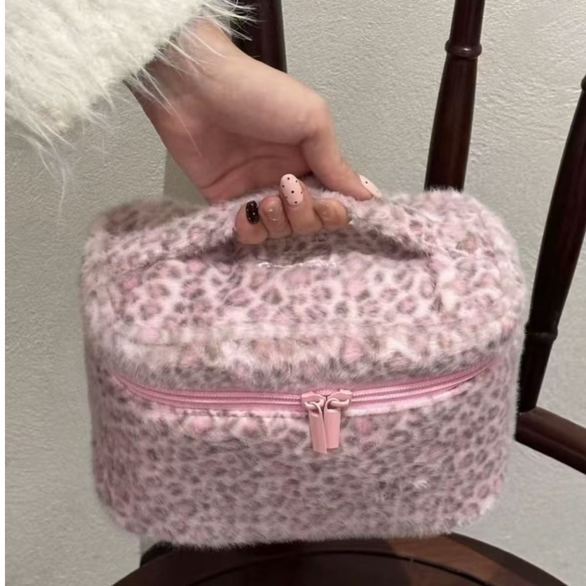 化妆包-粉色豹纹-1个装小香风网红时尚小众高颜值便携韩版