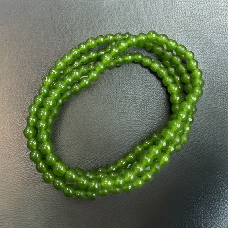 A658果阳绿国风 4mm精品多圈手串项链
