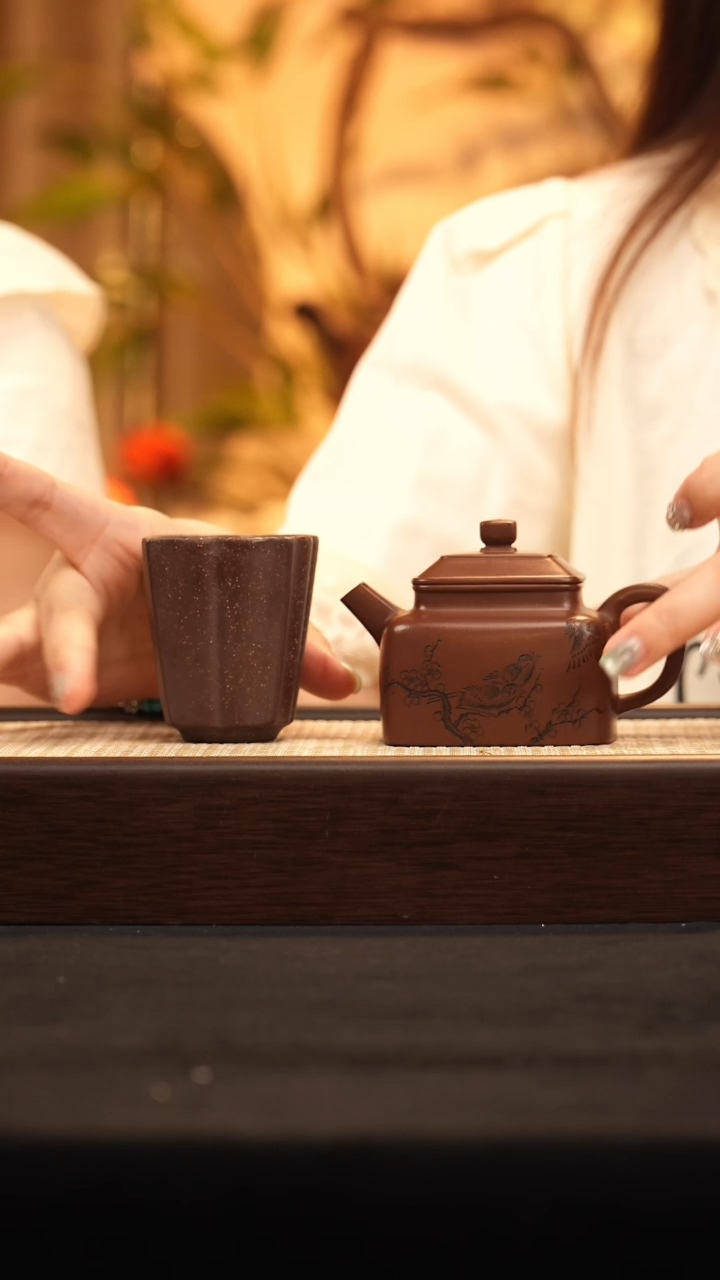 茶壶紫砂YF四方德钟 紫泥-杯