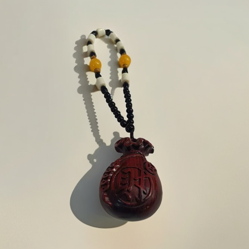 华日嘉屋大叶紫檀福袋木制挂件创意