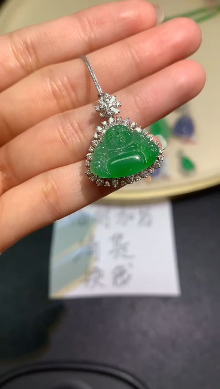 翡翠18K金镶嵌吊坠(不含链)吊坠A171|7800