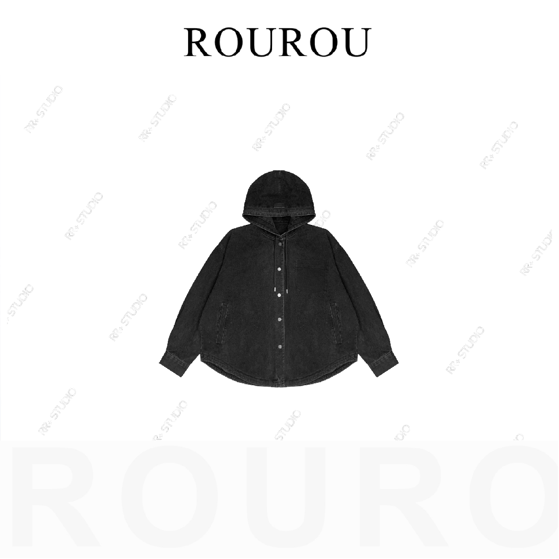 5326港风复古水洗连帽牛仔薄棉外套夹克女宽松百搭工装开衫上衣