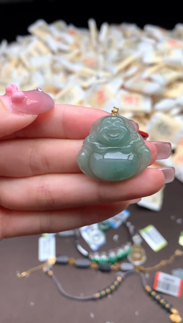 【闪购商品】翡翠挂件18K金镶嵌一