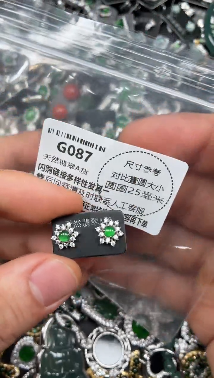 颈饰未镶嵌翡翠G087耳钉