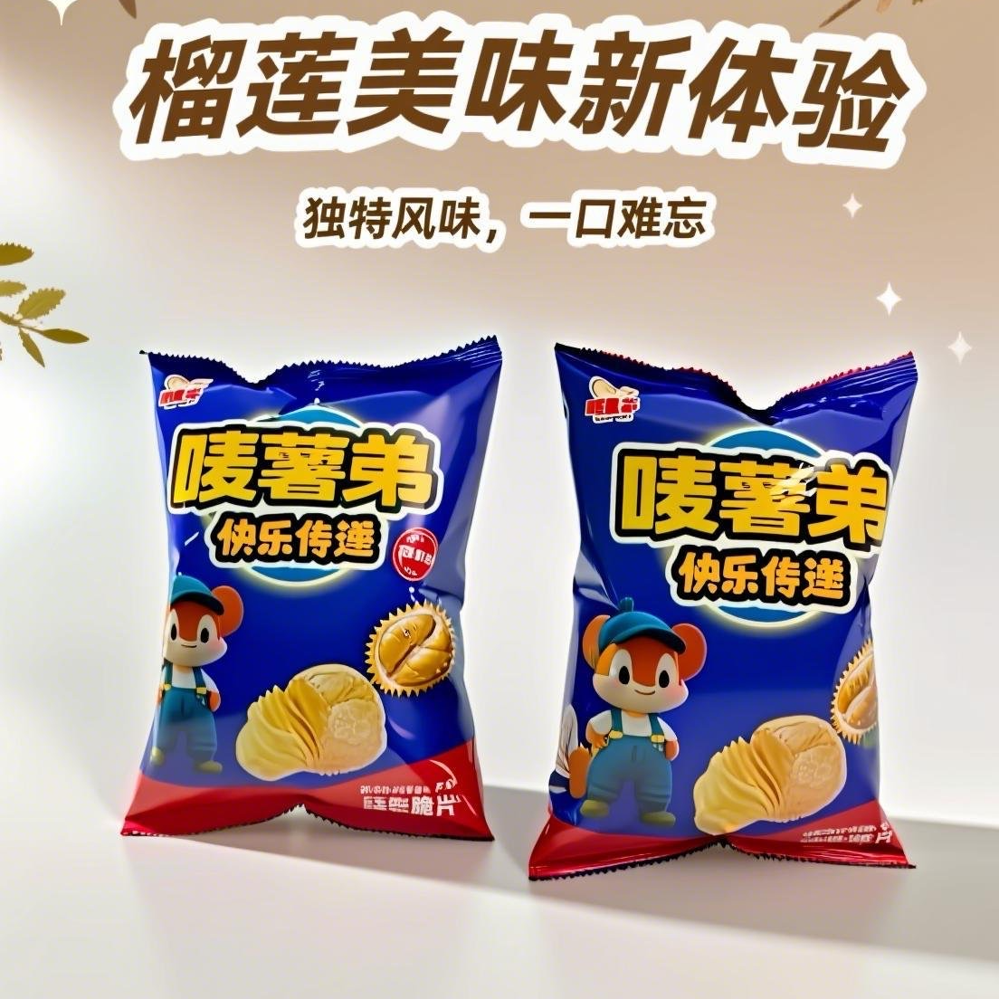 （整箱7袋100g）唛薯弟云南高原鲜切薯片（榴莲+青柠味）
