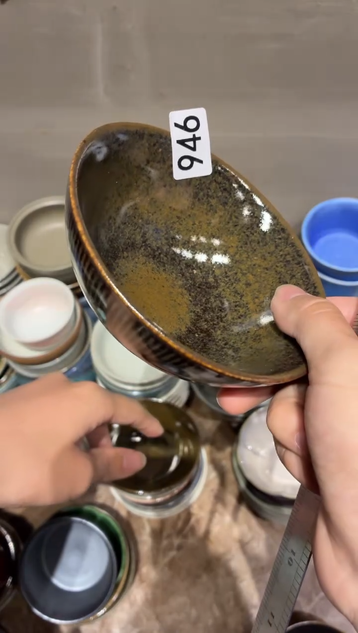 瓷片爱****️946微瑕窑变黑夜星辰万福小碗