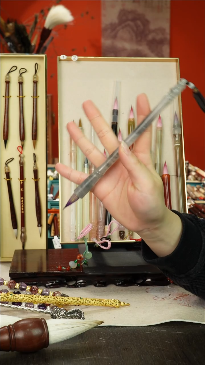 12号闪孤品高货毛笔链接 清水试笔 蘸墨不退