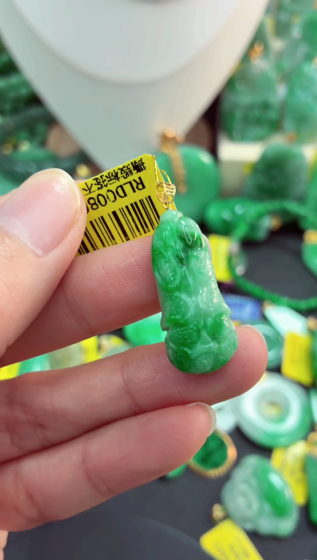 吊坠(不含链)18K金镶嵌翡翠天然缅甸翡翠A货