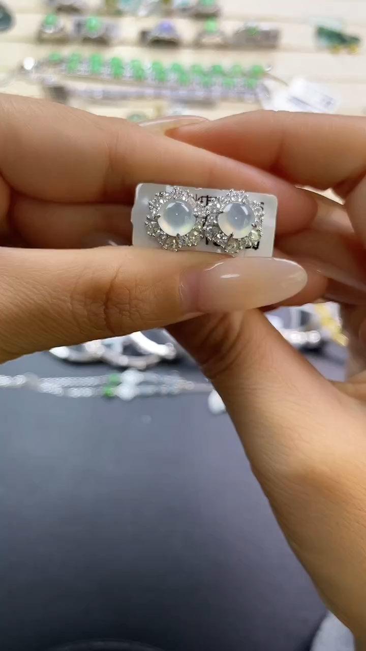 银S925镶嵌戒指翡翠翡翠 蛋面 银S925镶嵌