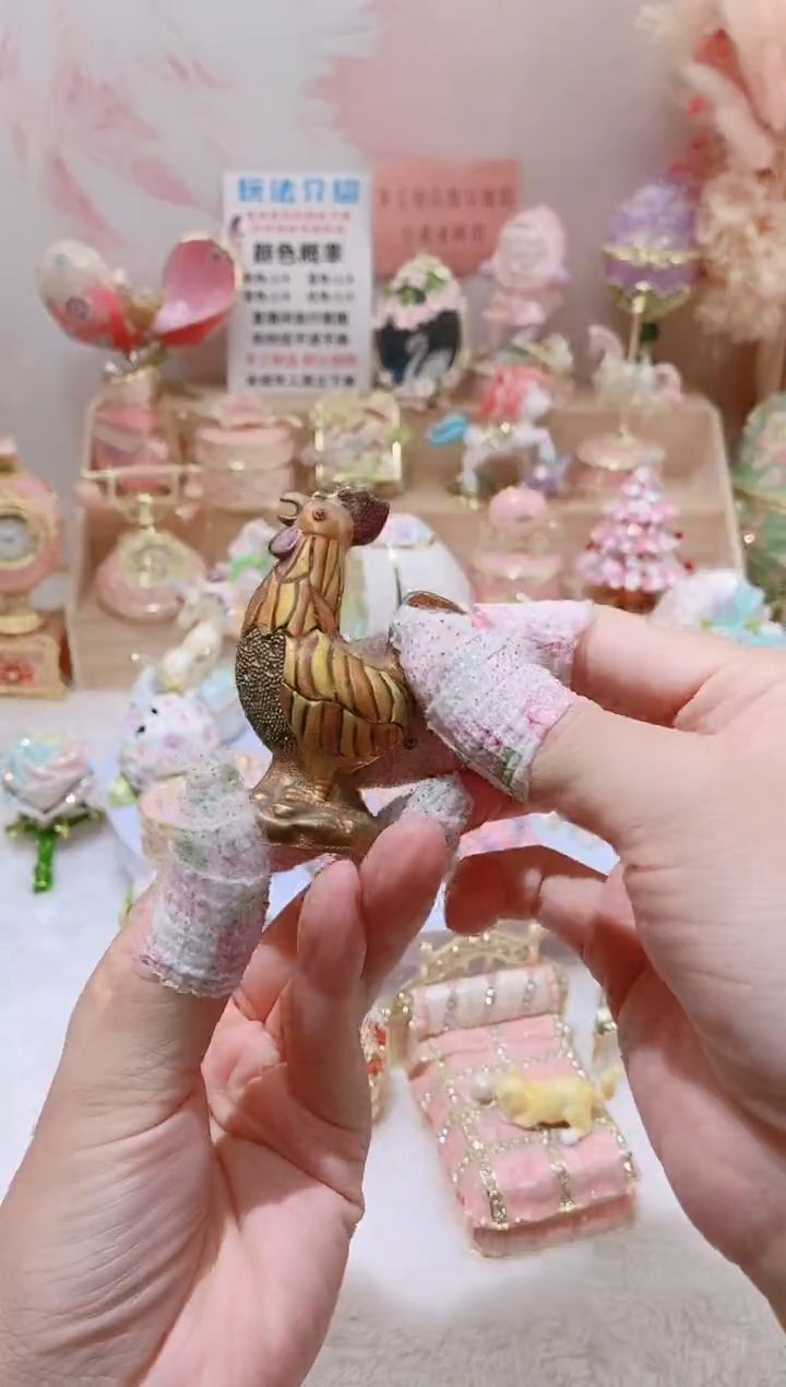 合金合金珐琅彩首饰盒摆件