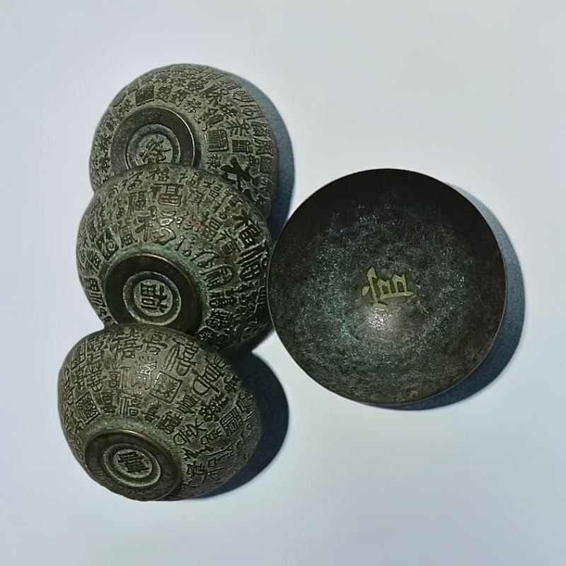 百福碗工艺品摆件茶道绿色