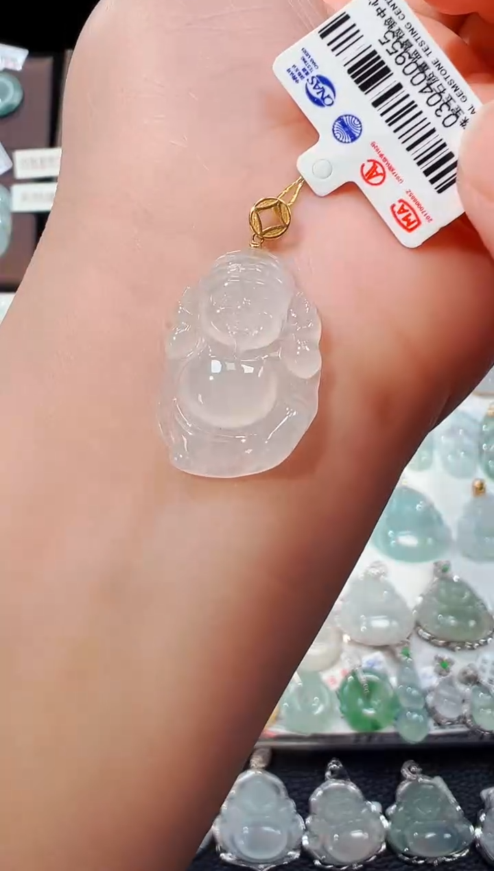 【闪购商品】翡翠吊坠(不含链)18K金镶嵌财神爷吊坠955