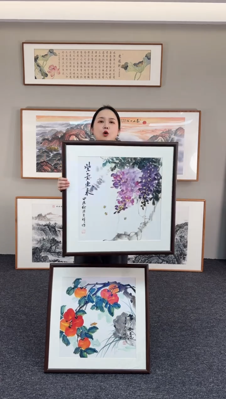 【闪购商品】国画花鸟作品一对60*60