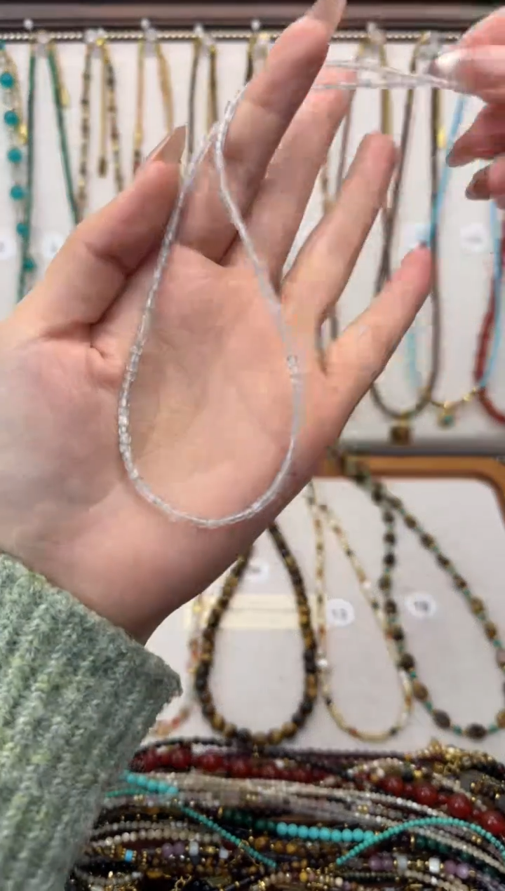 项链钛钢石英质玉闪光项链