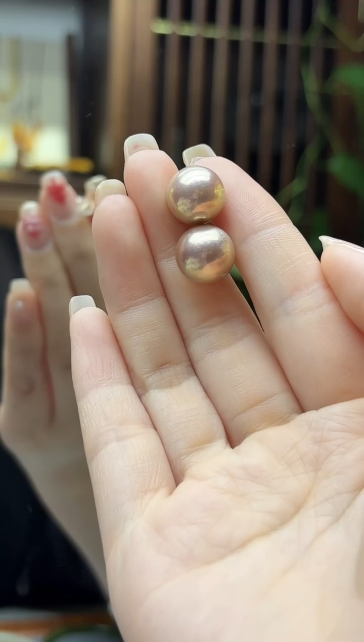 18K金镶嵌耳饰淡水珍珠18K金珍珠耳钉GW