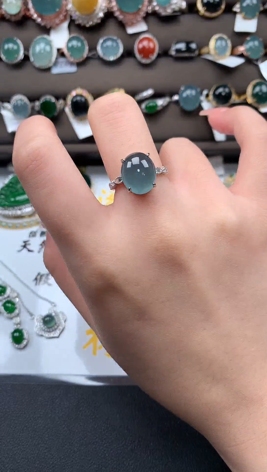 【闪购商品】翡翠戒指银S925镶嵌52141