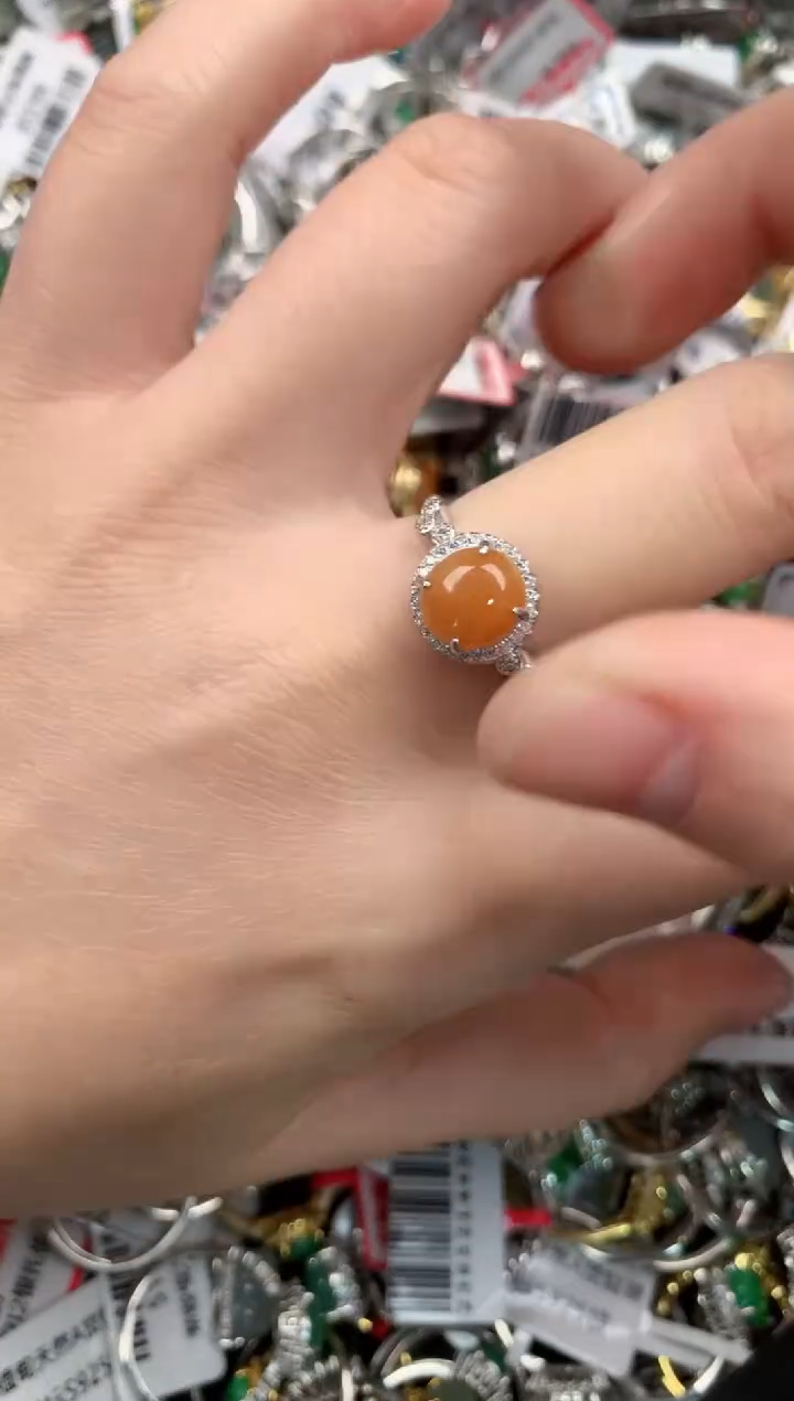 银S925镶嵌戒指翡翠444---6