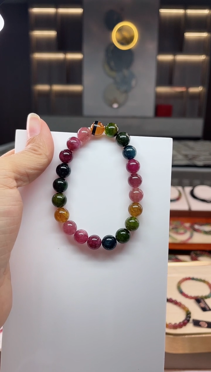 未镶嵌老矿碧玺单圈手串9mm+碧玺（多样性发一条）Q