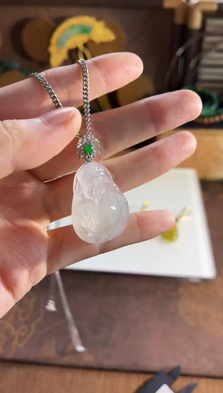 吊坠(不含链)18K金镶嵌翡翠吊坠