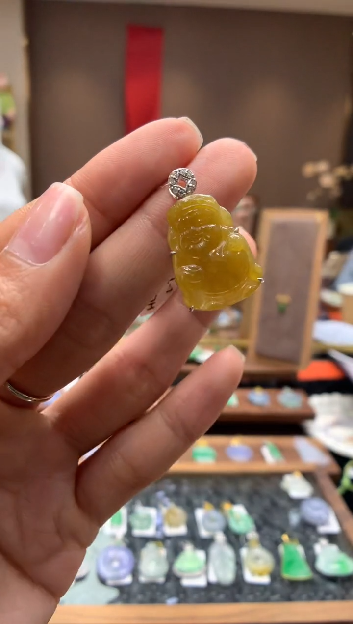 【闪购商品】翡翠颈饰18K金镶嵌财神