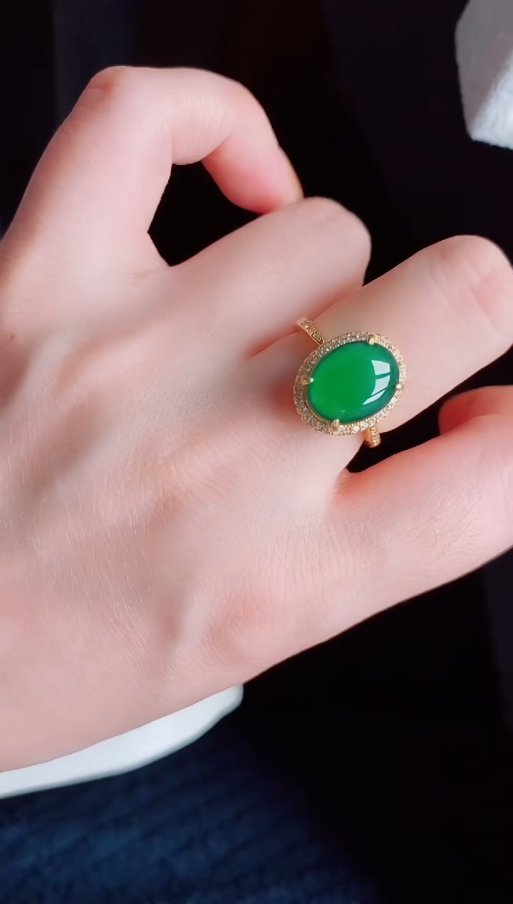 【闪购商品】翡翠戒指银S925镶嵌天然a货翡翠482