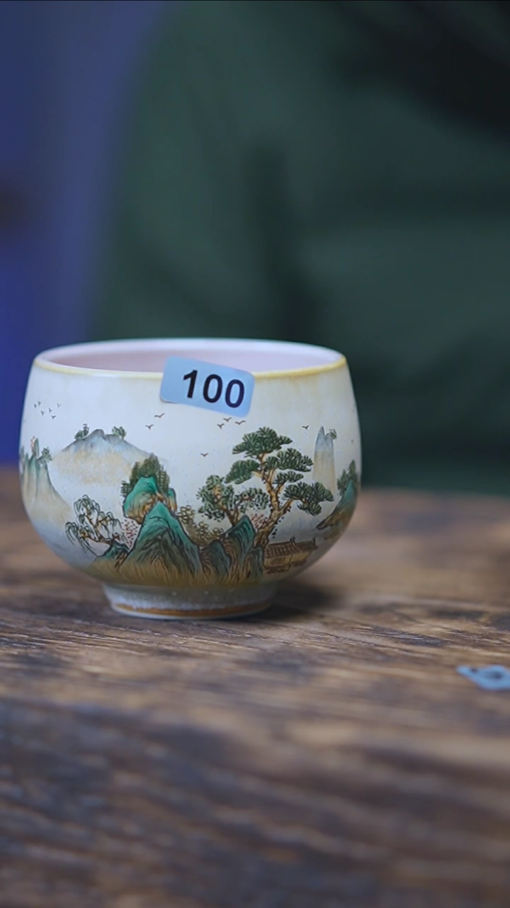 【闪购商品】100景德镇手绘山水窑变杯