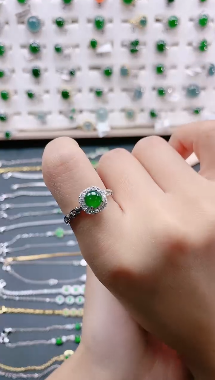 【闪购商品】翡翠戒指银S925镶嵌天然翡翠